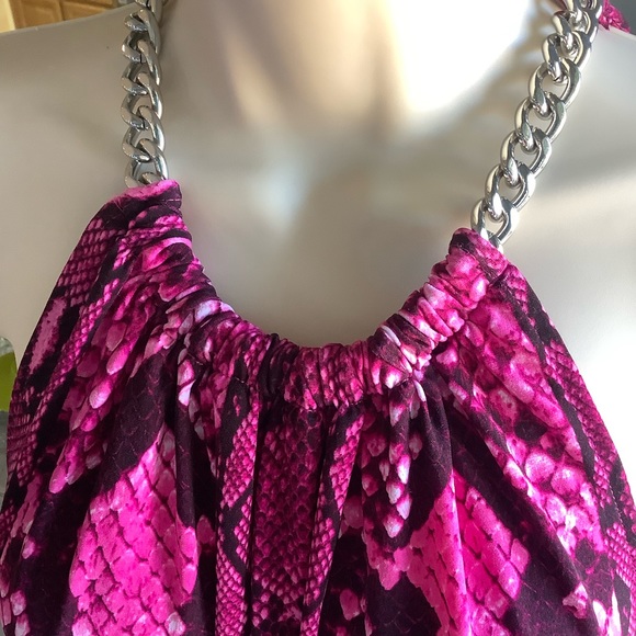 NWT Michael Kors Vivid Viola Sleeveless Chain Halter, Size Large - Picture 3 of 8